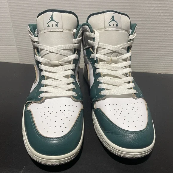 Jordan Men's White and Teal High-Top Sneakers - Picture 2 of 6